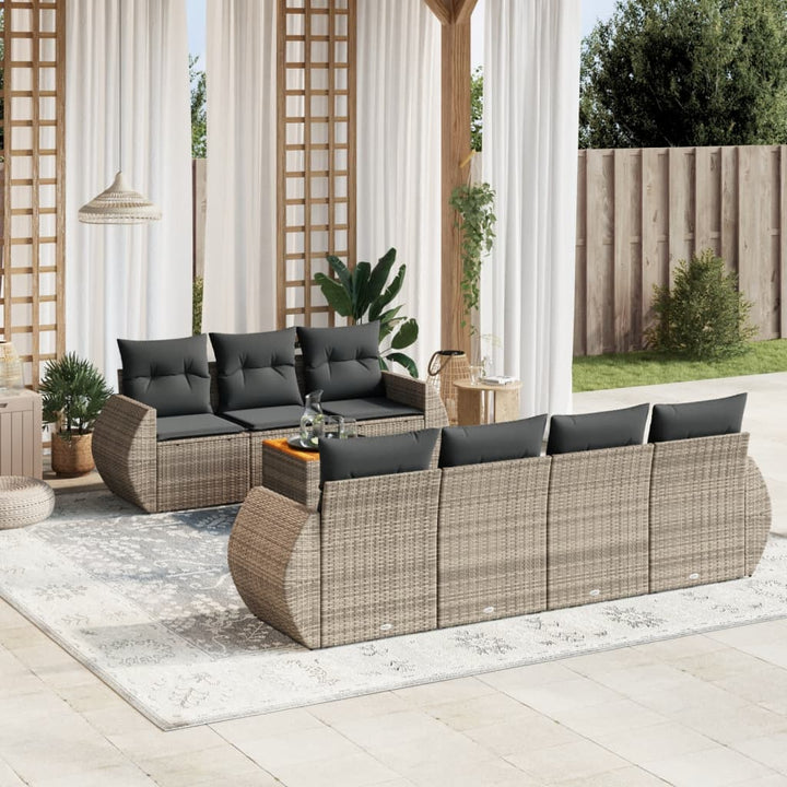 Set Mobilier De Grădină Cu Perne, 8 Piese, , Poliratan