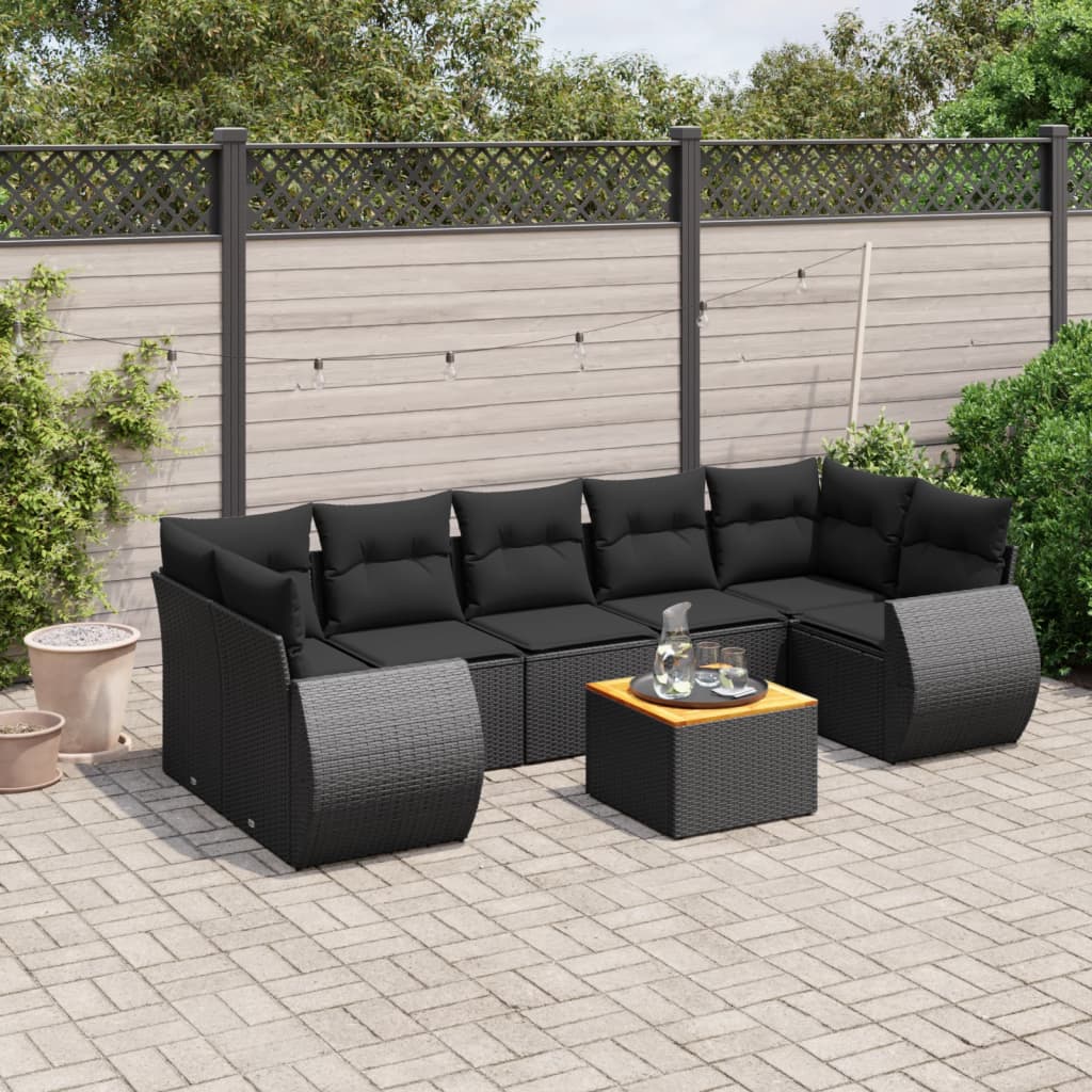 Set Canapele De Grădină Cu Perne, 8 Piese, , Poliratan