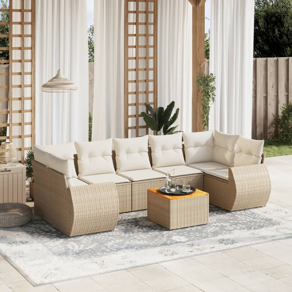 Set Canapele De Grădină Cu Perne, 8 Piese, , Poliratan