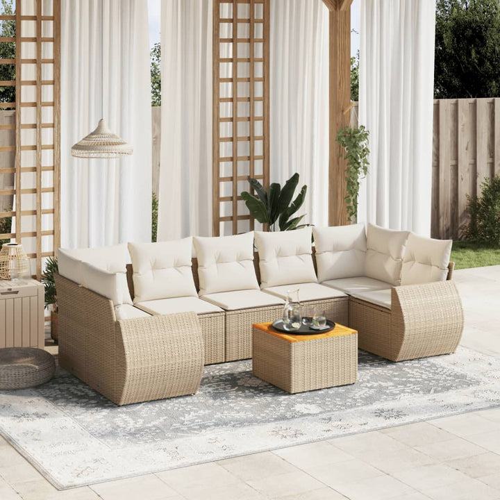 Set Canapele De Grădină Cu Perne, 8 Piese, , Poliratan