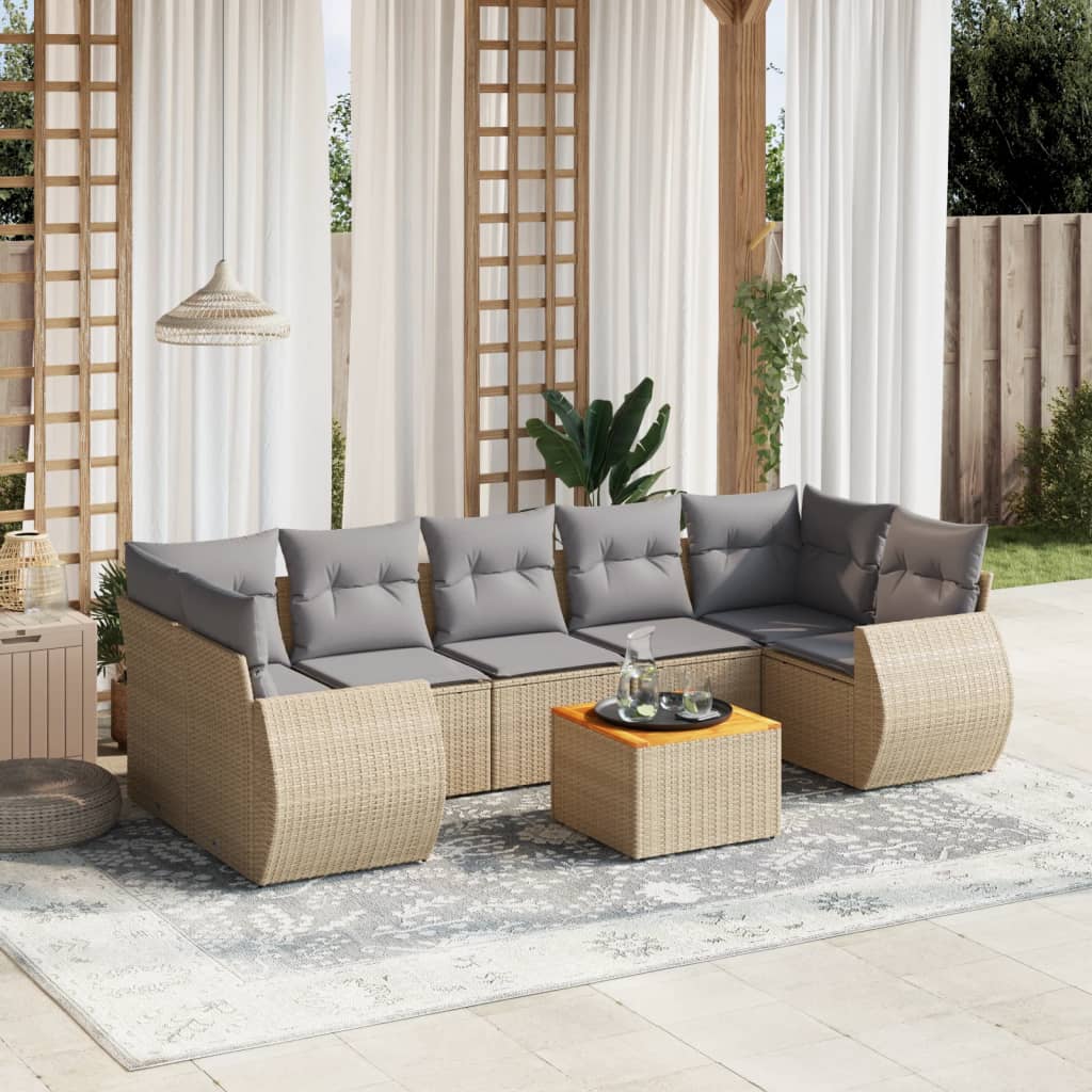 Set Canapele De Grădină Cu Perne, 8 Piese, , Poliratan