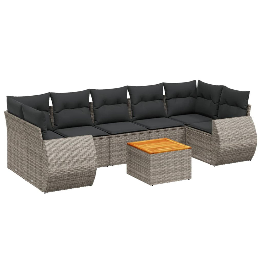Set Canapele De Grădină Cu Perne, 8 Piese, , Poliratan