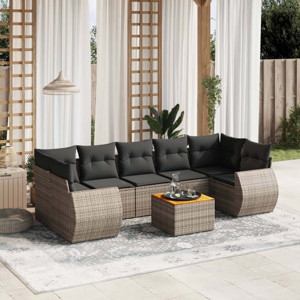 Set Canapele De Grădină Cu Perne, 8 Piese, , Poliratan
