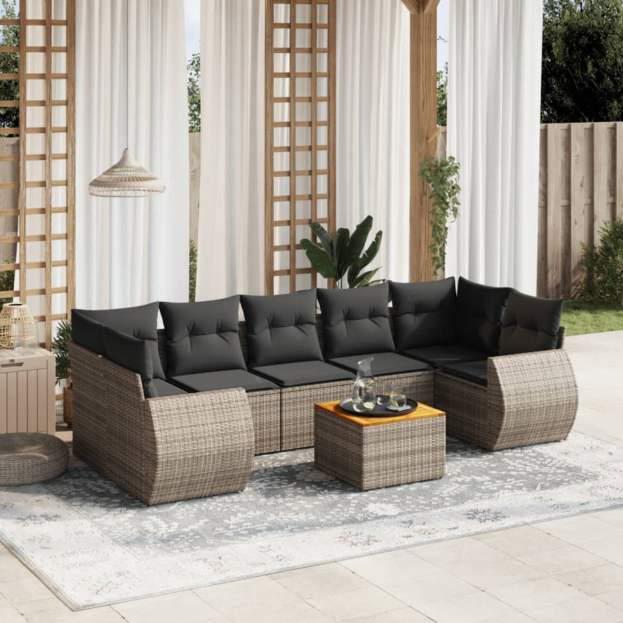 Set Canapele De Grădină Cu Perne, 8 Piese, , Poliratan