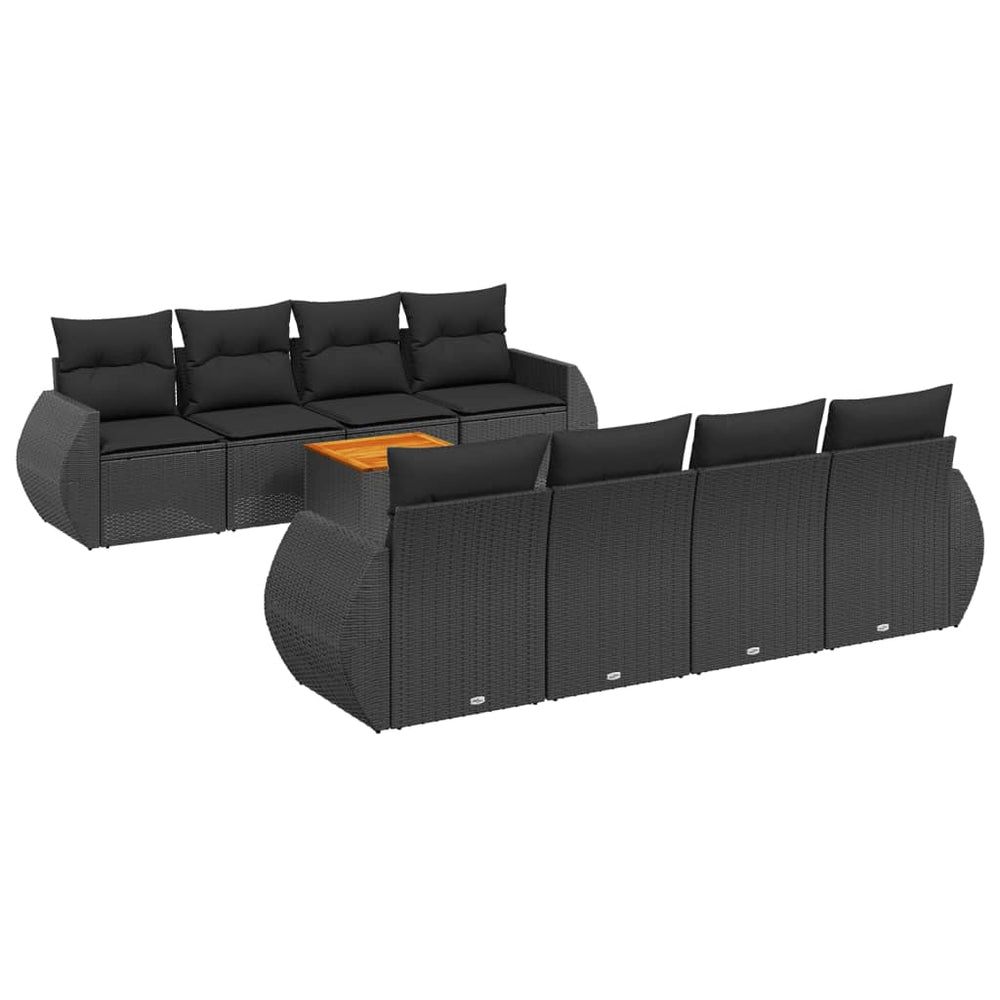 Set Mobilier De Grădină Cu Perne, 9 Piese, , Poliratan