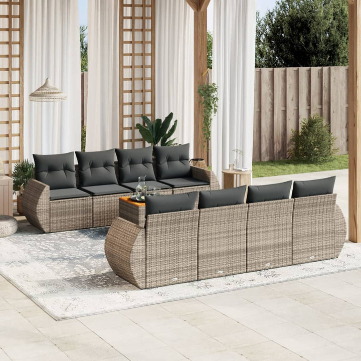 Set Mobilier De Grădină Cu Perne, 9 Piese, , Poliratan