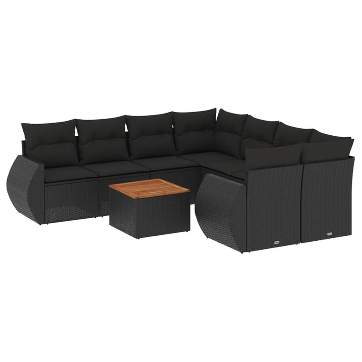 Set Mobilier De Grădină Cu Perne, 9 Piese, , Poliratan