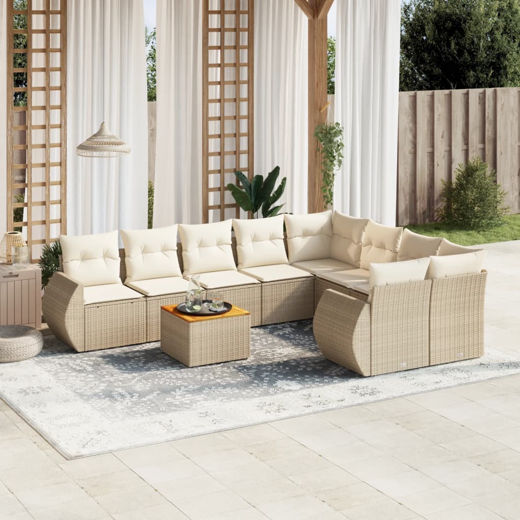 Set Mobilier De Grădină Cu Perne, 9 Piese, , Poliratan