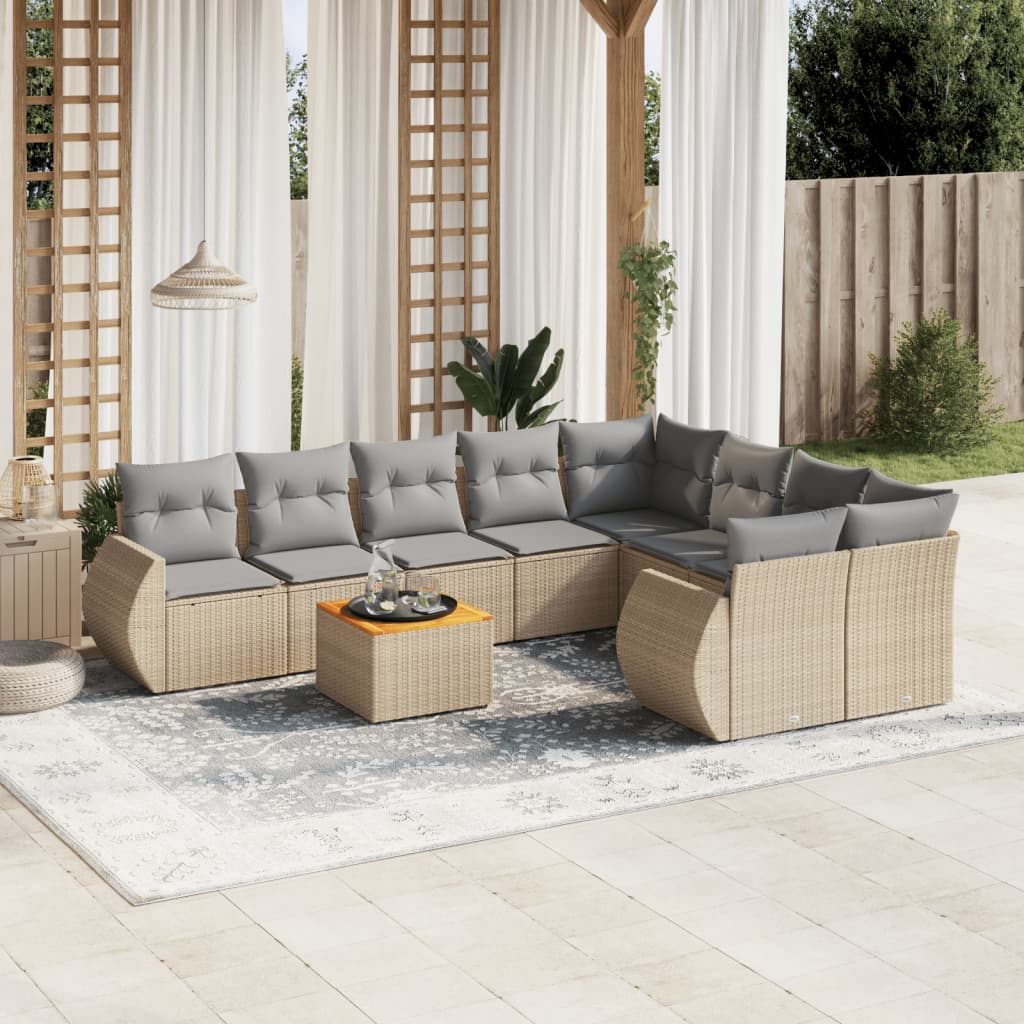 Set Mobilier De Grădină Cu Perne, 9 Piese, , Poliratan