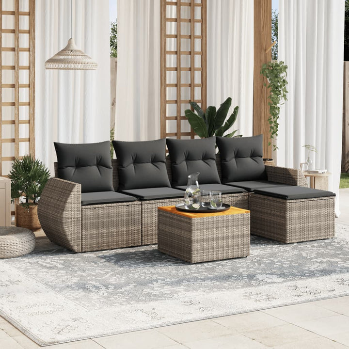 Set Mobilier De Grădină Cu Perne, 6 Piese, , Poliratan