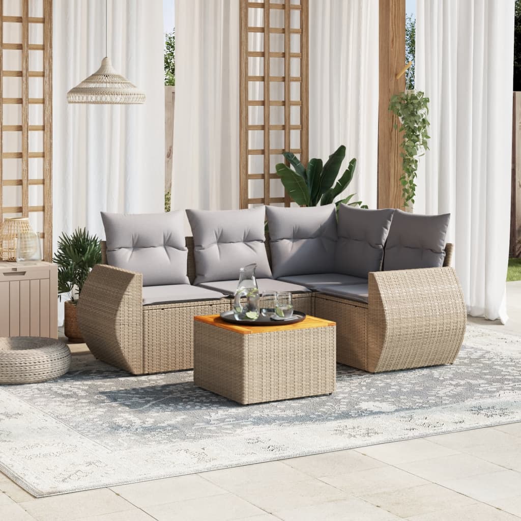 Set Mobilier De Grădină Cu Perne, 5 Piese, , Poliratan