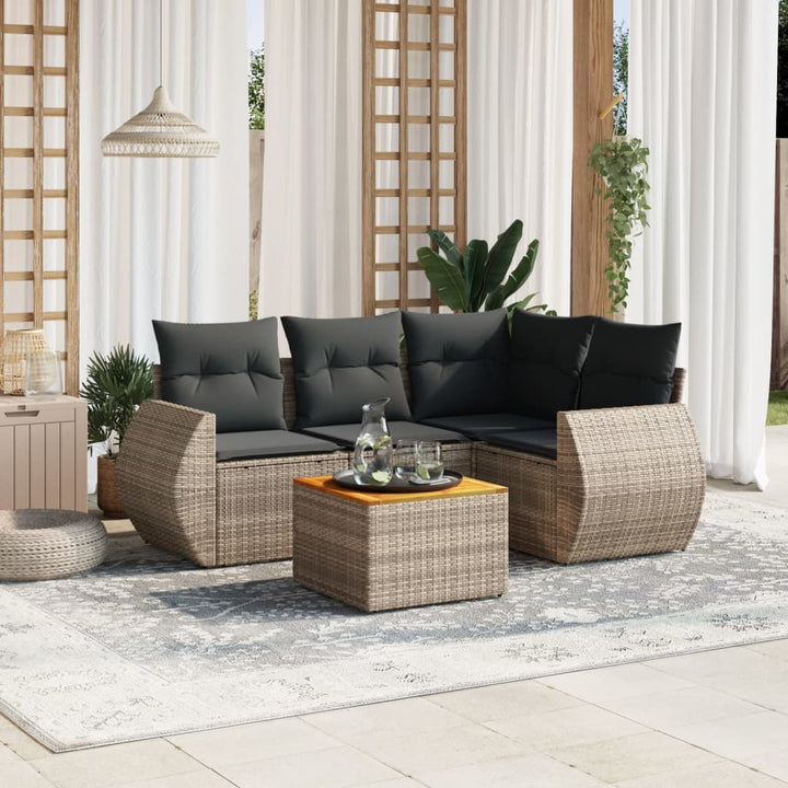 Set Mobilier De Grădină Cu Perne, 5 Piese, , Poliratan