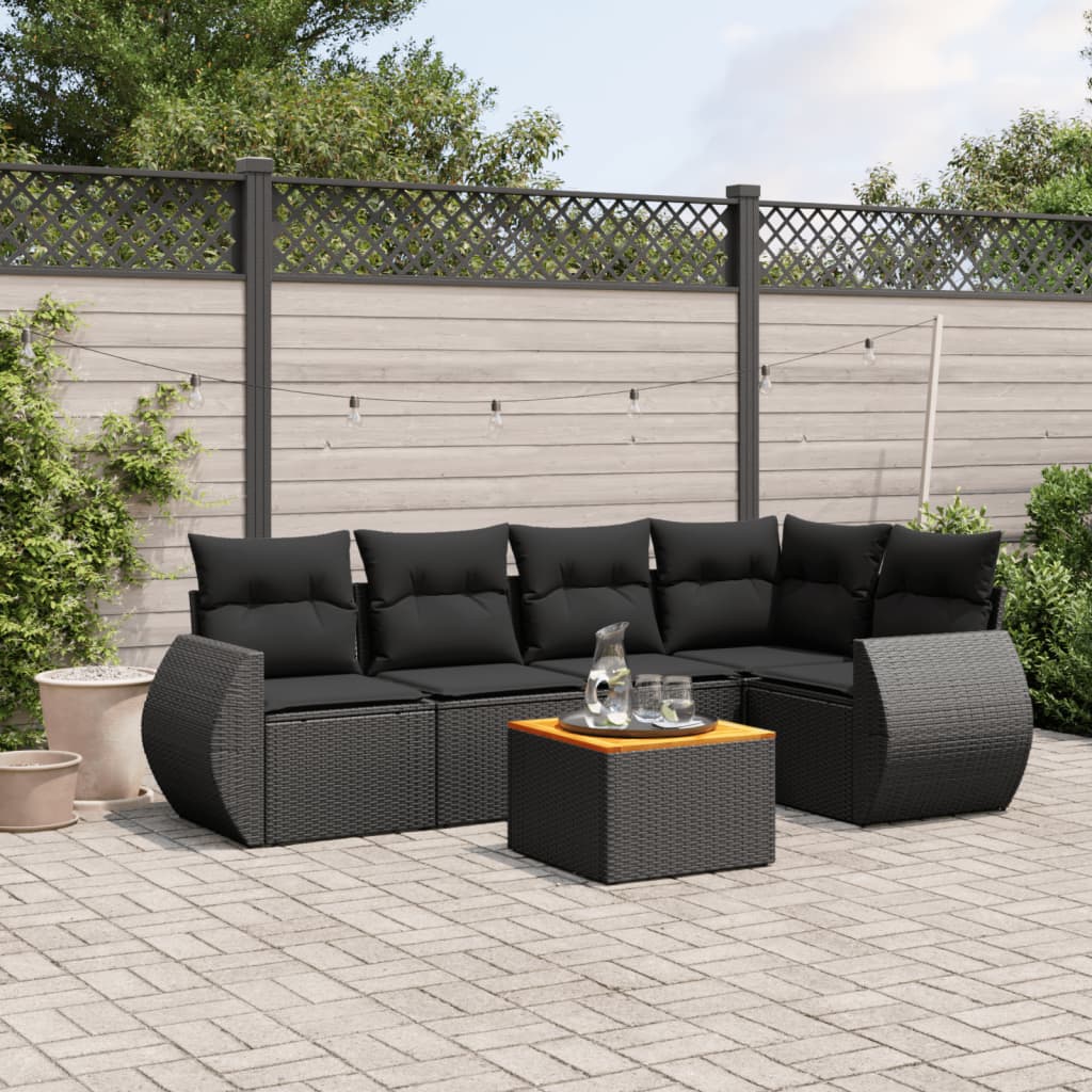 Set Mobilier Grădină Cu Perne, 6 Piese, , Poliratan
