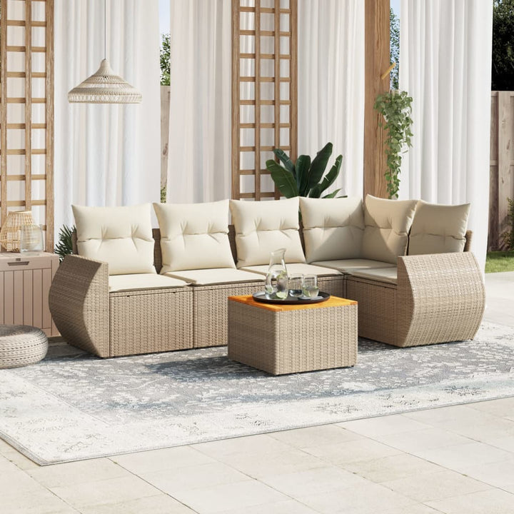 Set Mobilier Grădină Cu Perne, 6 Piese, , Poliratan