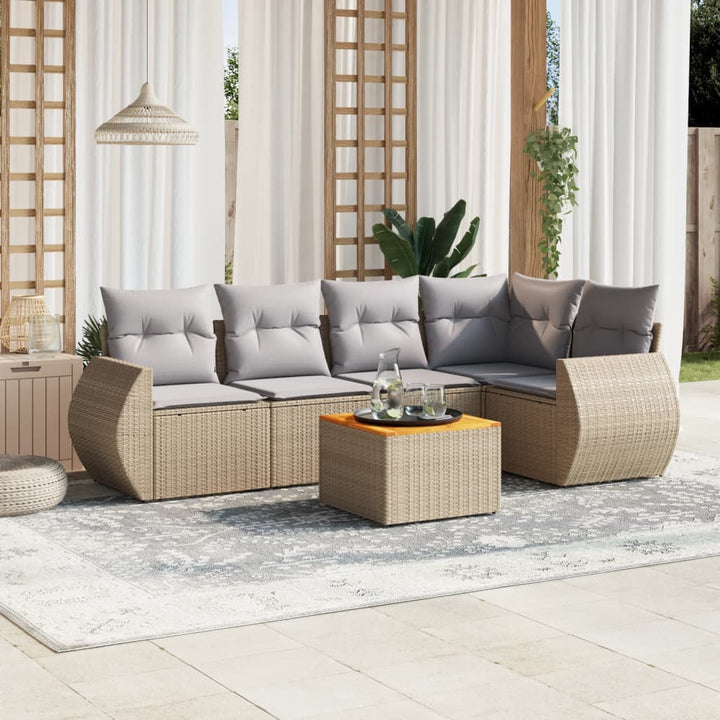 Set Mobilier Grădină Cu Perne, 6 Piese, , Poliratan