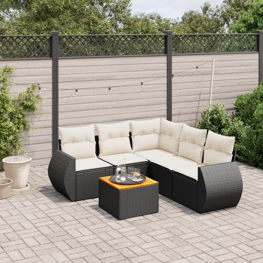 Set Mobilier Grădină Cu Perne, 6 Piese, , Poliratan