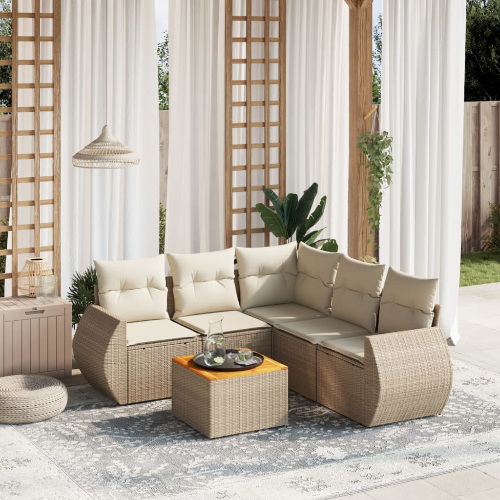 Set Mobilier Grădină Cu Perne, 6 Piese, , Poliratan