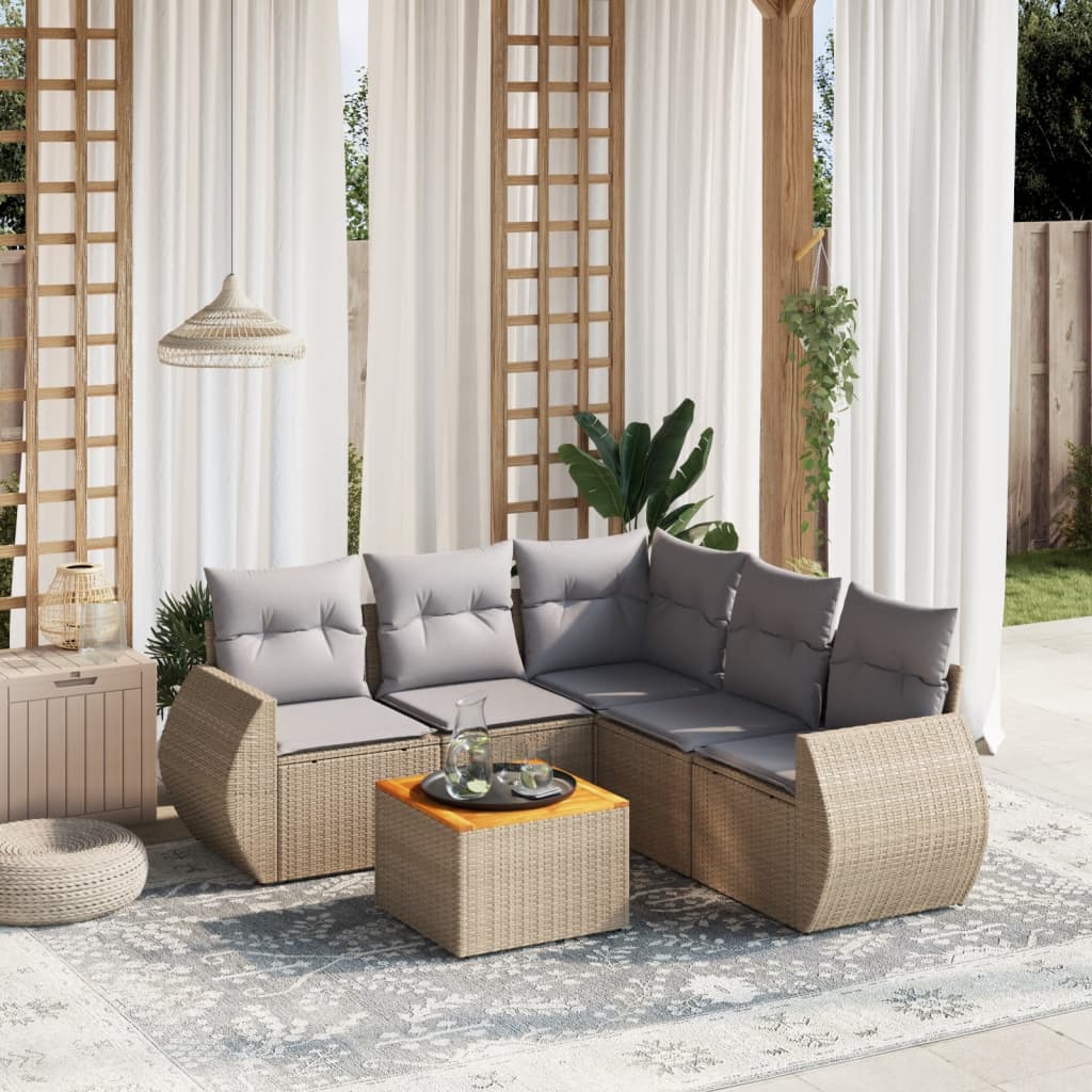 Set Mobilier Grădină Cu Perne, 6 Piese, , Poliratan