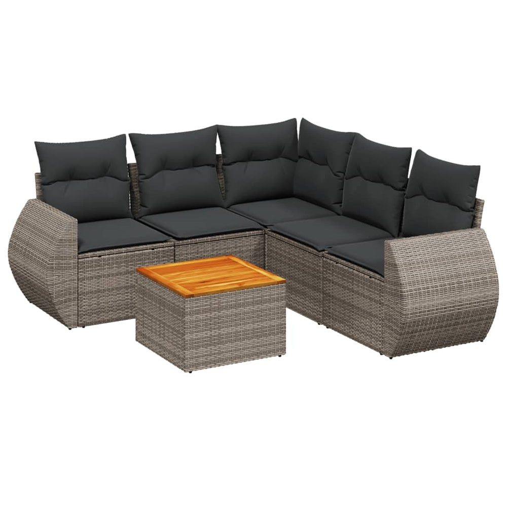 Set Mobilier Grădină Cu Perne, 6 Piese, , Poliratan