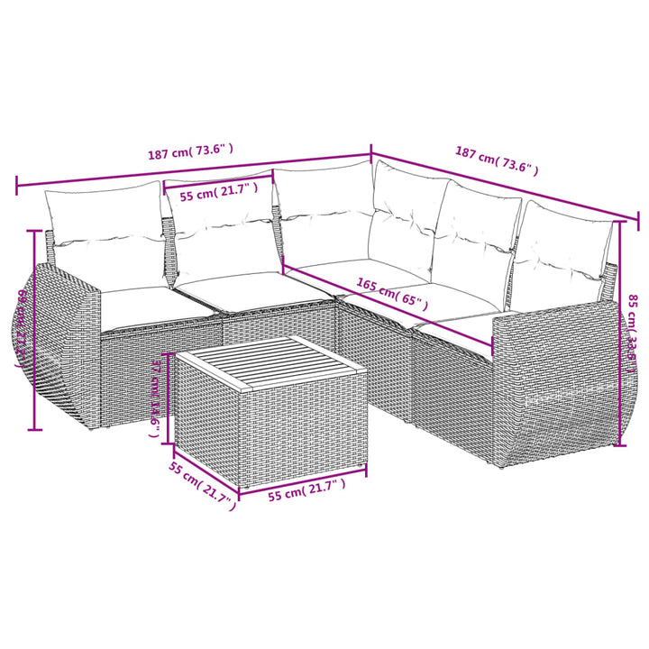 Set Mobilier Grădină Cu Perne, 6 Piese, , Poliratan