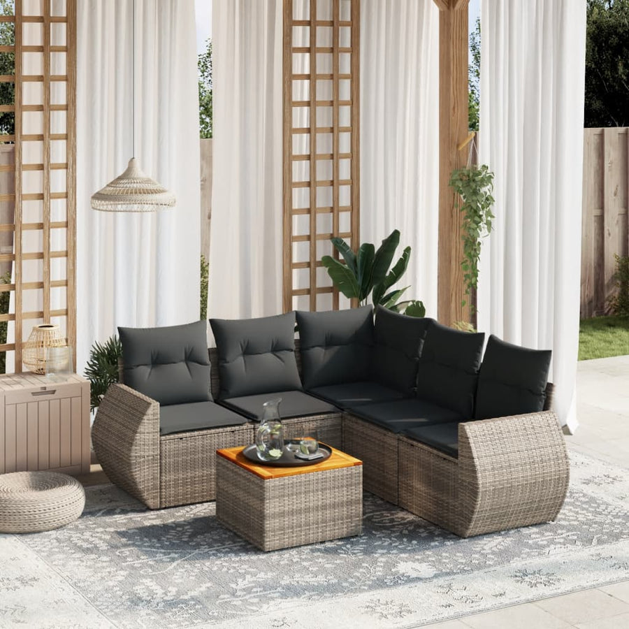 Set Mobilier Grădină Cu Perne, 6 Piese, , Poliratan