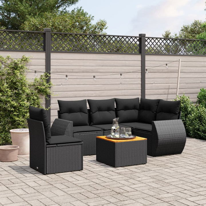 Set Mobilier Grădină Cu Perne, 6 Piese, , Poliratan