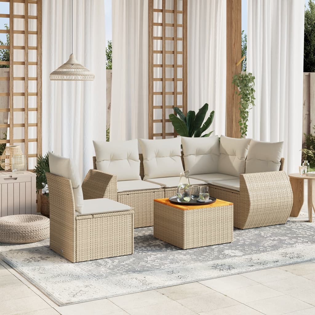 Set Mobilier Grădină Cu Perne, 6 Piese, , Poliratan