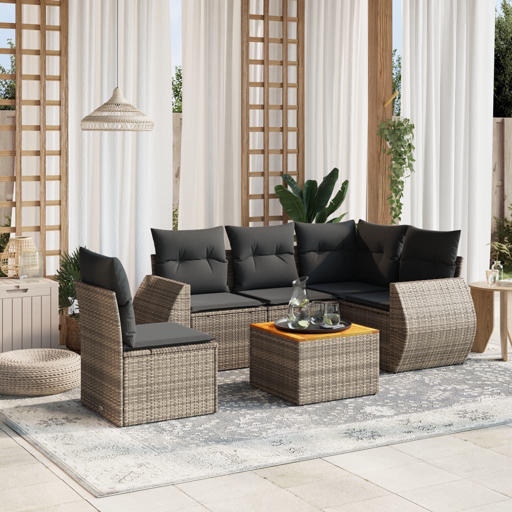 Set Mobilier Grădină Cu Perne, 6 Piese, , Poliratan