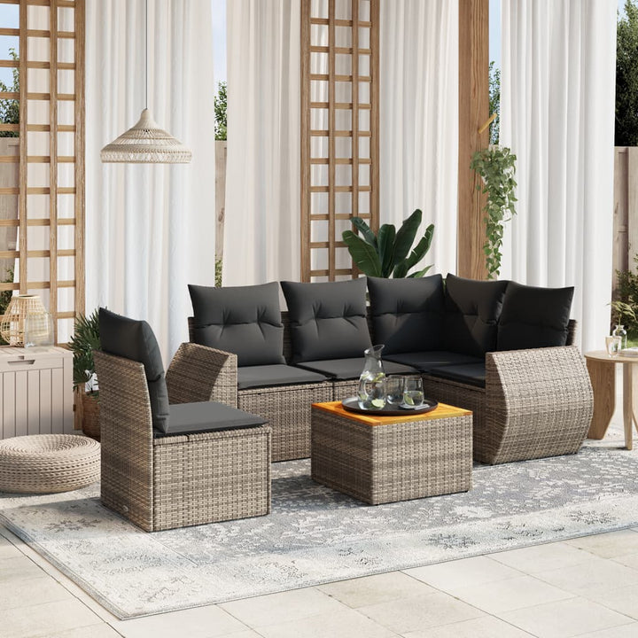 Set Mobilier Grădină Cu Perne, 6 Piese, , Poliratan