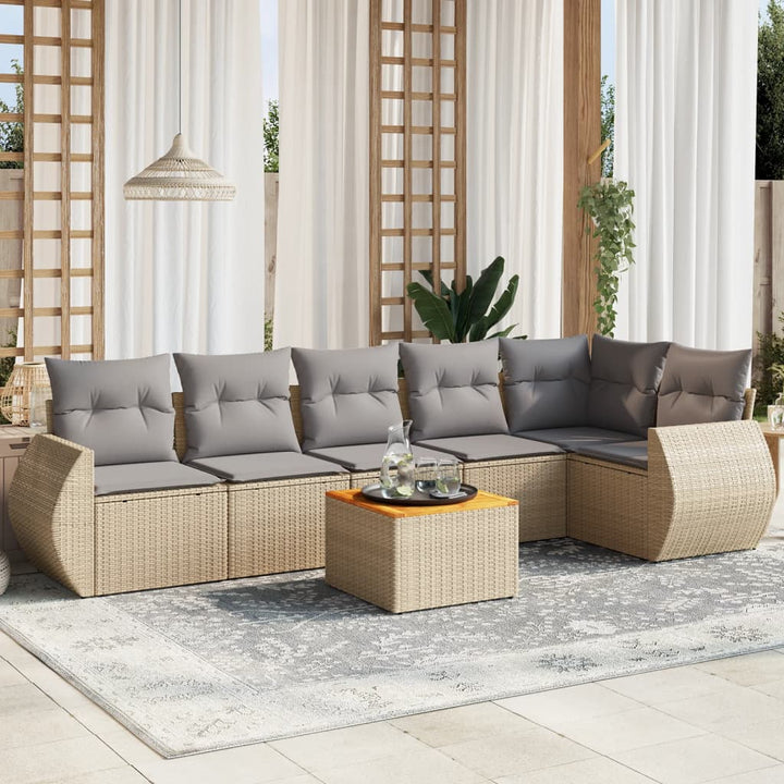 Set Canapele De Grădină, 7 Piese, Cu Perne, , Poliratan
