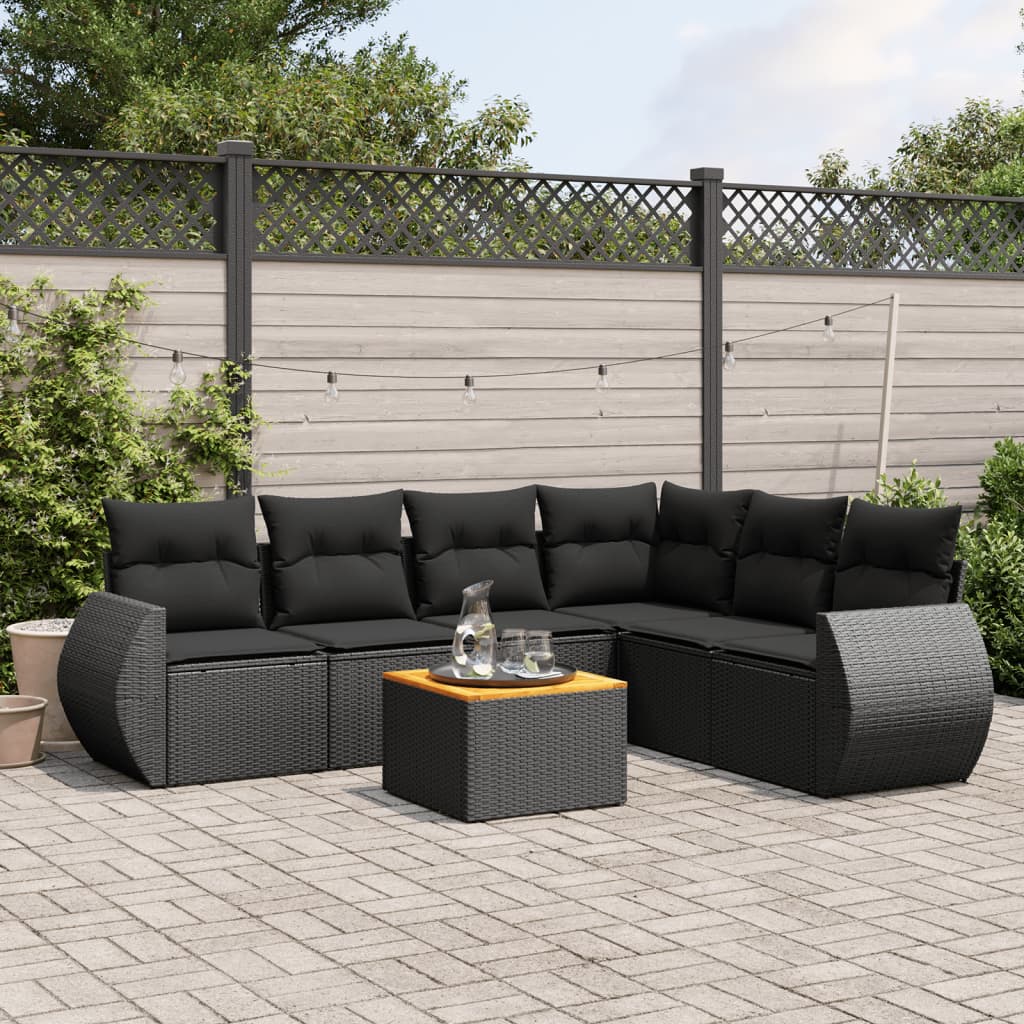 Set Canapele De Grădină, 7 Piese, Cu Perne, , Poliratan