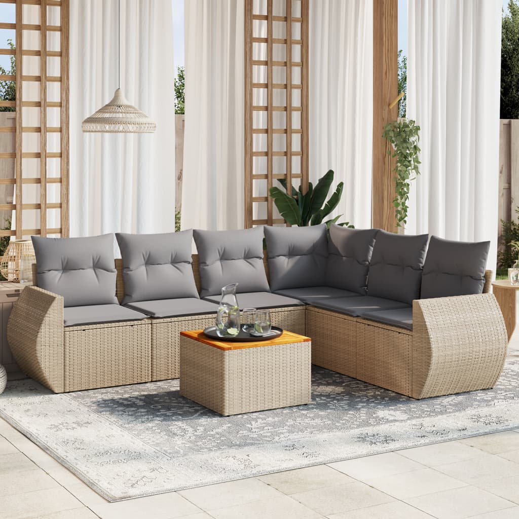 Set Canapele De Grădină, 7 Piese, Cu Perne, , Poliratan