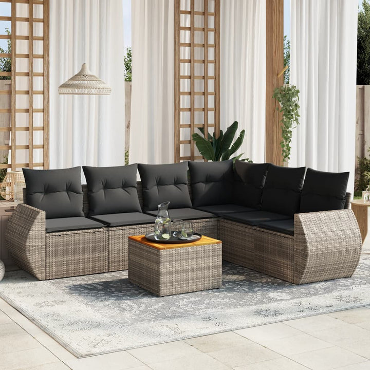 Set Canapele De Grădină, 7 Piese, Cu Perne, , Poliratan