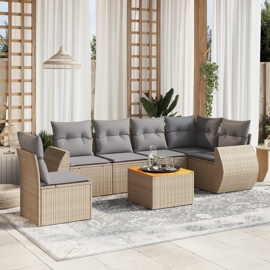 Set Canapele De Grădină, 7 Piese, Cu Perne, , Poliratan