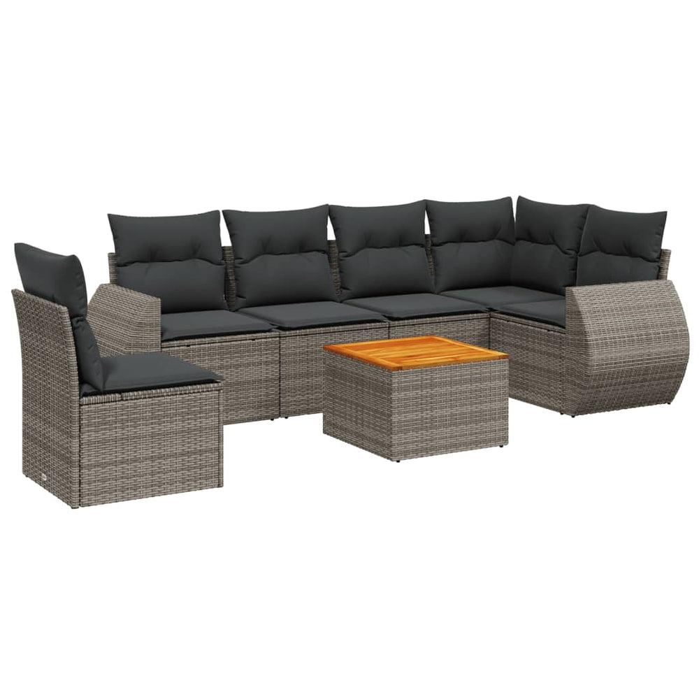 Set Canapele De Grădină, 7 Piese, Cu Perne, , Poliratan