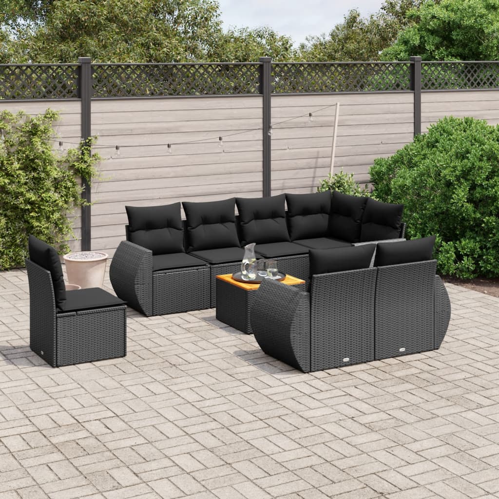 Set Canapele De Grădină, 9 Piese, Cu Perne, , Poliratan