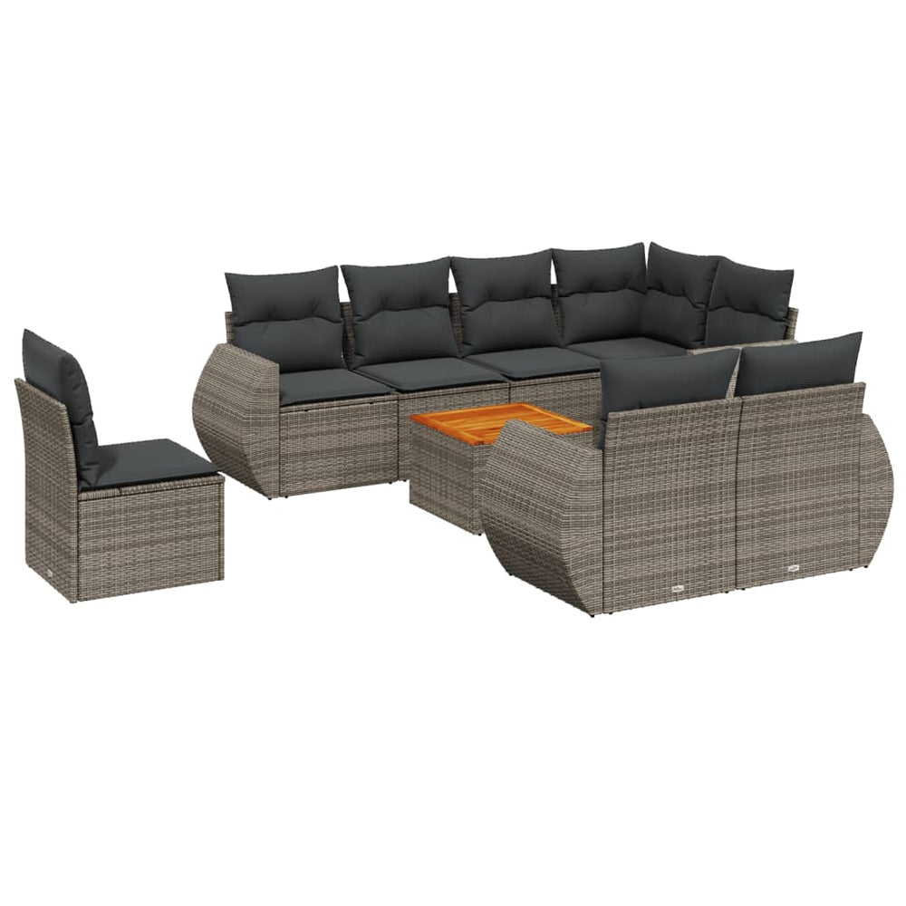 Set Canapele De Grădină, 9 Piese, Cu Perne, , Poliratan