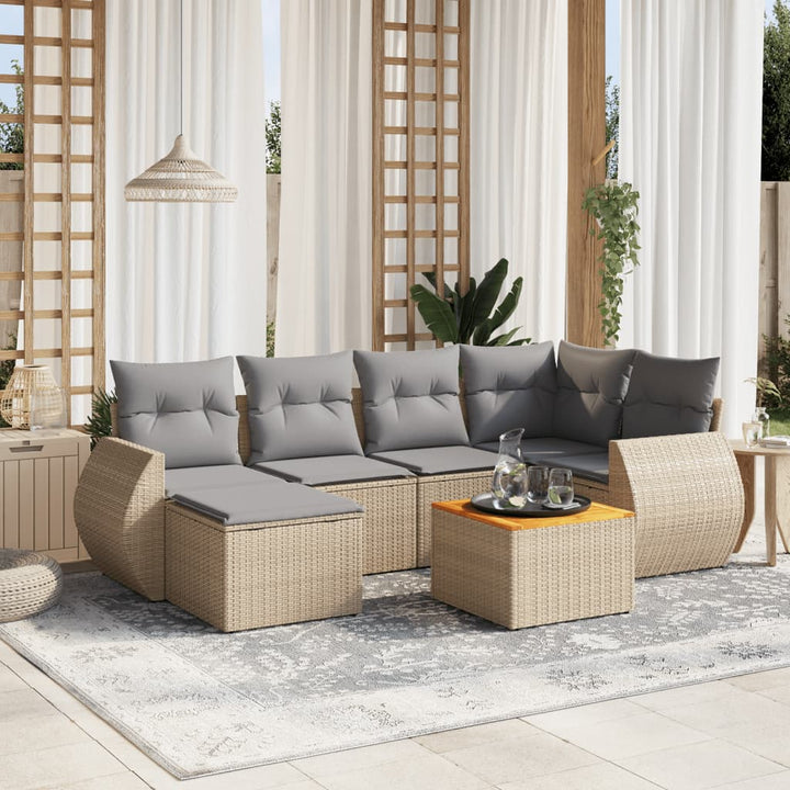 Set Canapele De Grădină, 7 Piese, Cu Perne, , Poliratan