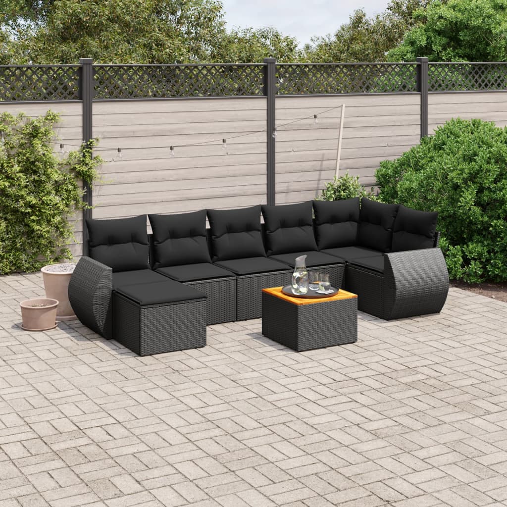 Set Canapele De Grădină Cu Perne, 8 Piese, , Poliratan