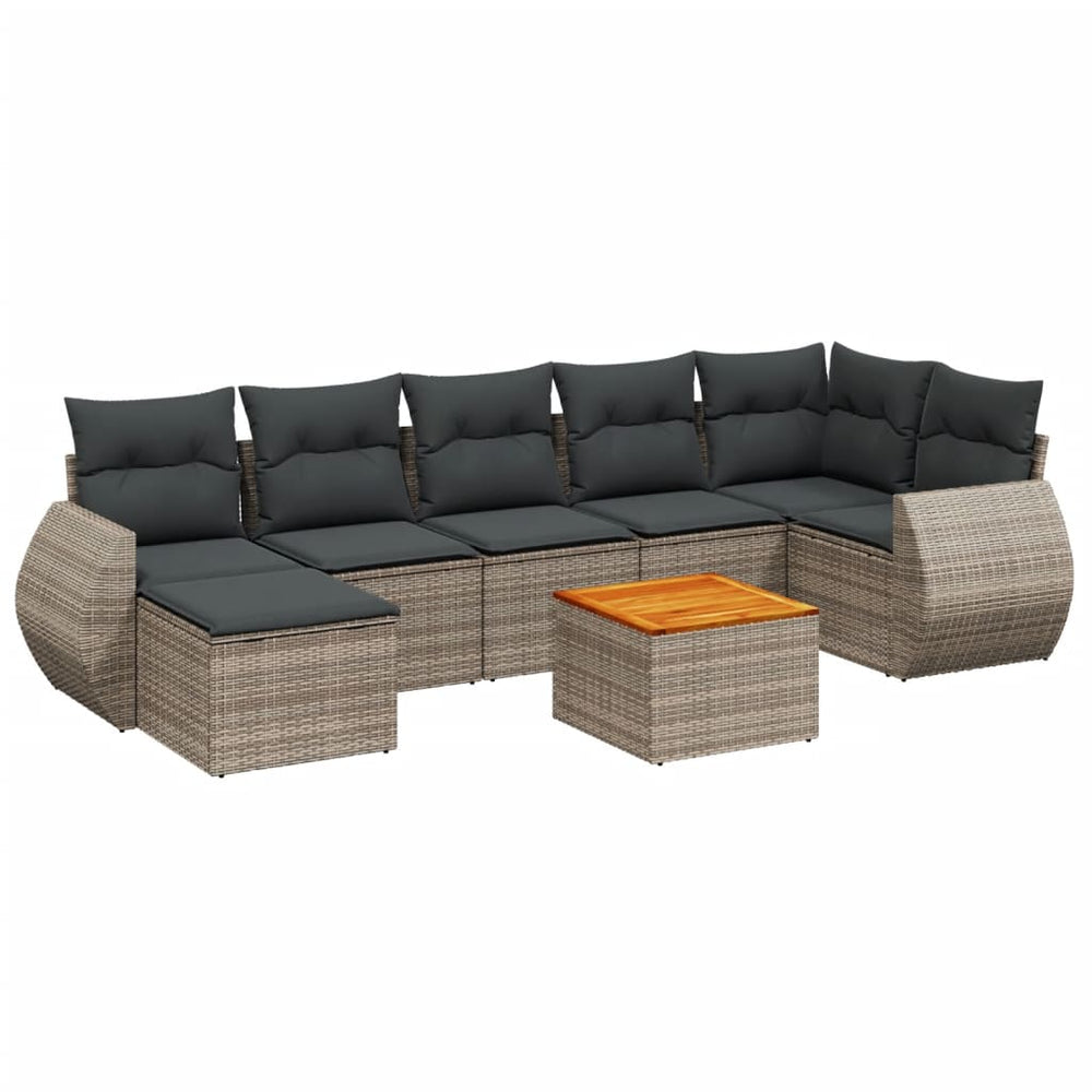 Set Canapele De Grădină Cu Perne, 8 Piese, , Poliratan