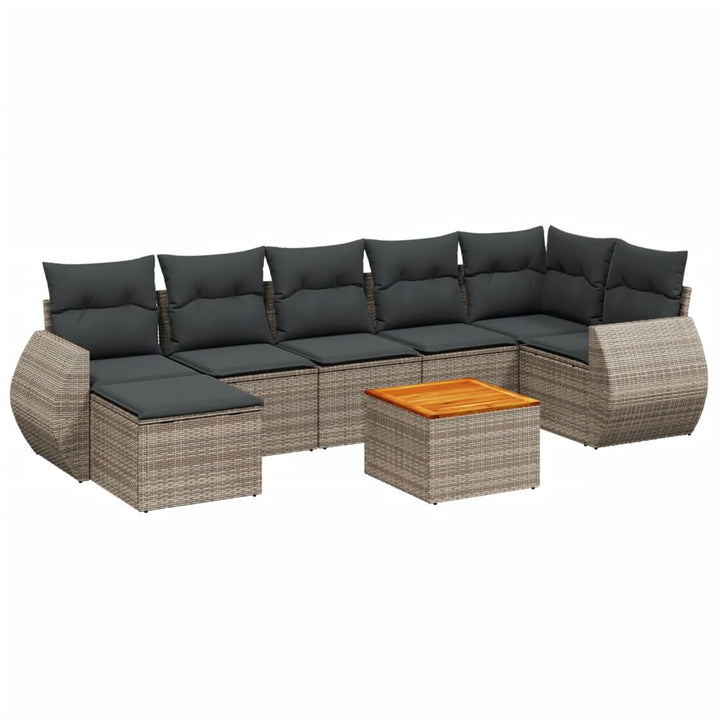 Set Canapele De Grădină Cu Perne, 8 Piese, , Poliratan