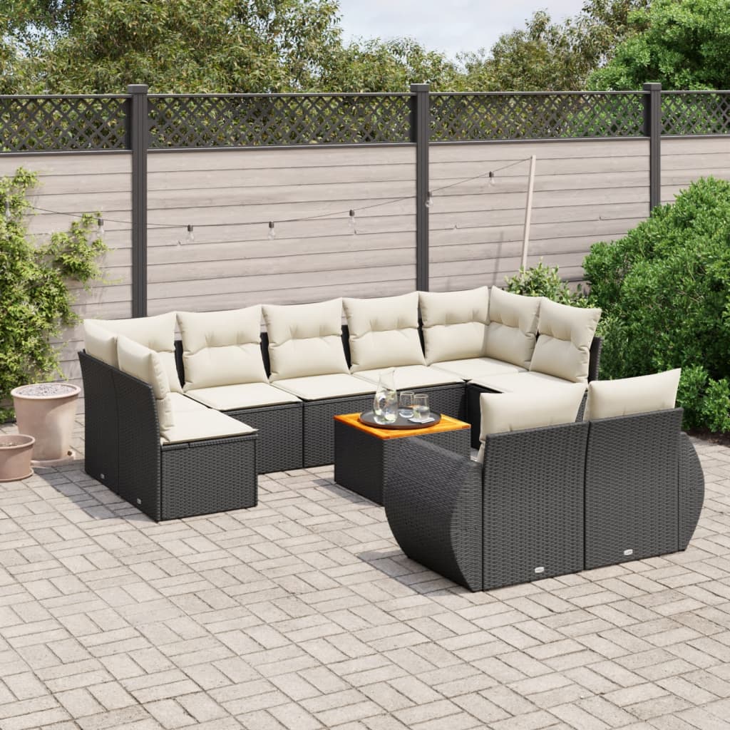 Set Mobilier De Grădină Cu Perne, 10 Piese, Gri, Poliratan
