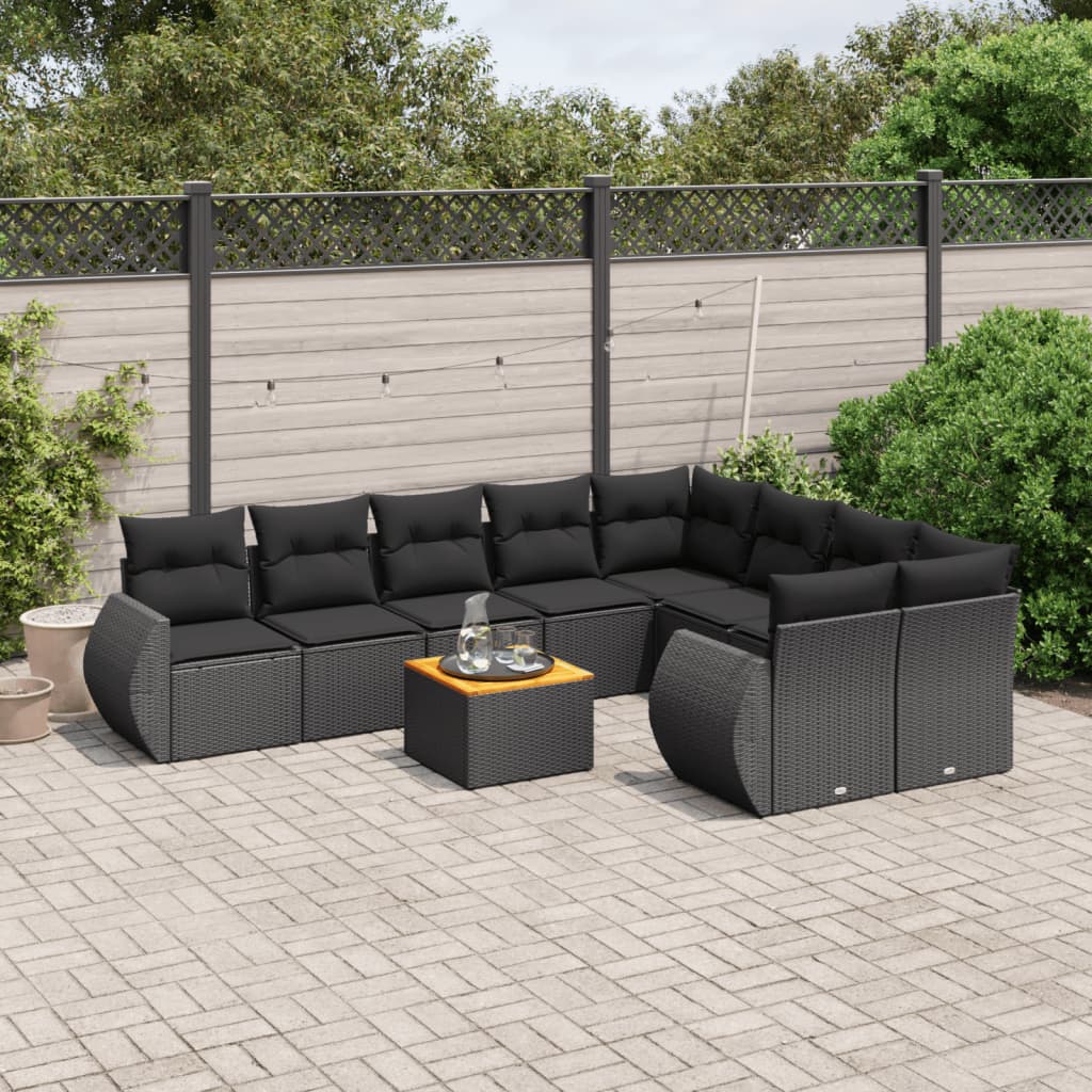 Set Mobilier De Grădină Cu Perne, 10 Piese, Gri, Poliratan