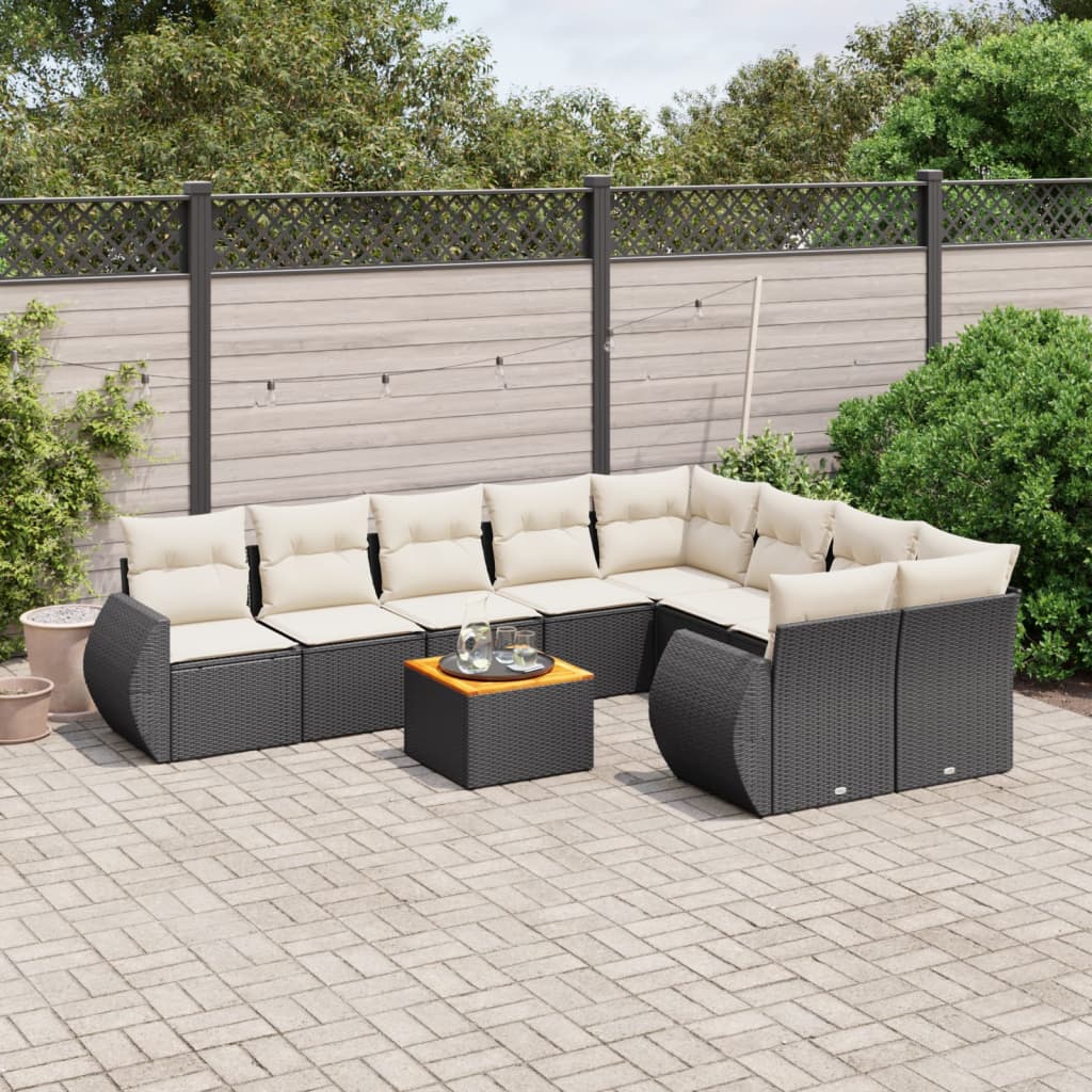 Set Mobilier De Grădină Cu Perne, 10 Piese, Gri, Poliratan