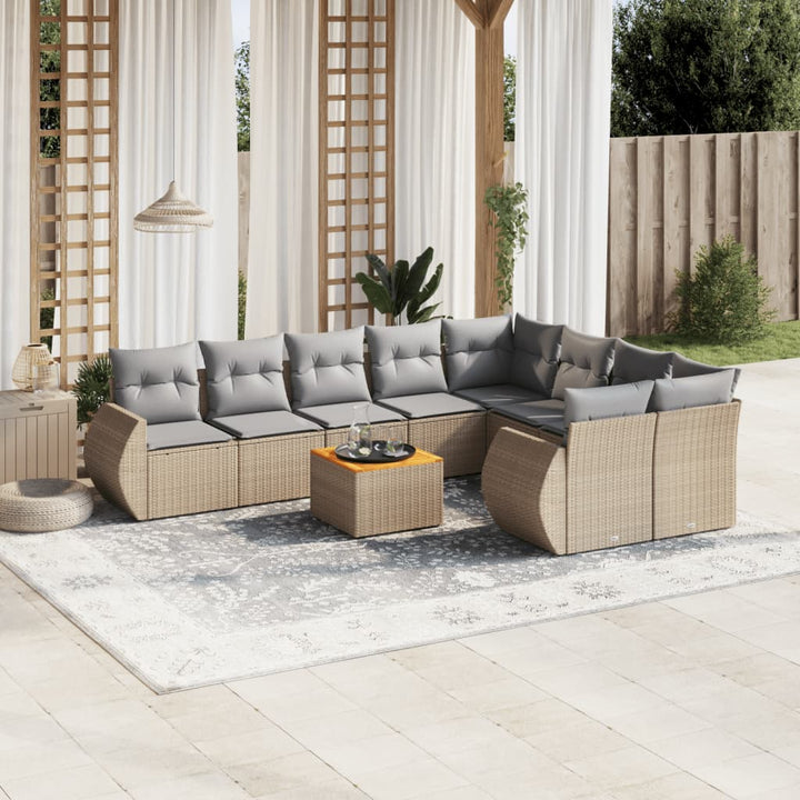 Set Mobilier De Grădină Cu Perne, 10 Piese, Gri, Poliratan