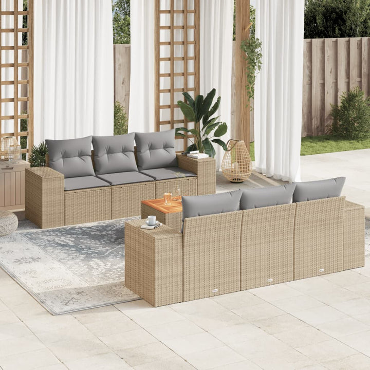 Set Canapele De Grădină, 7 Piese, Cu Perne, , Poliratan