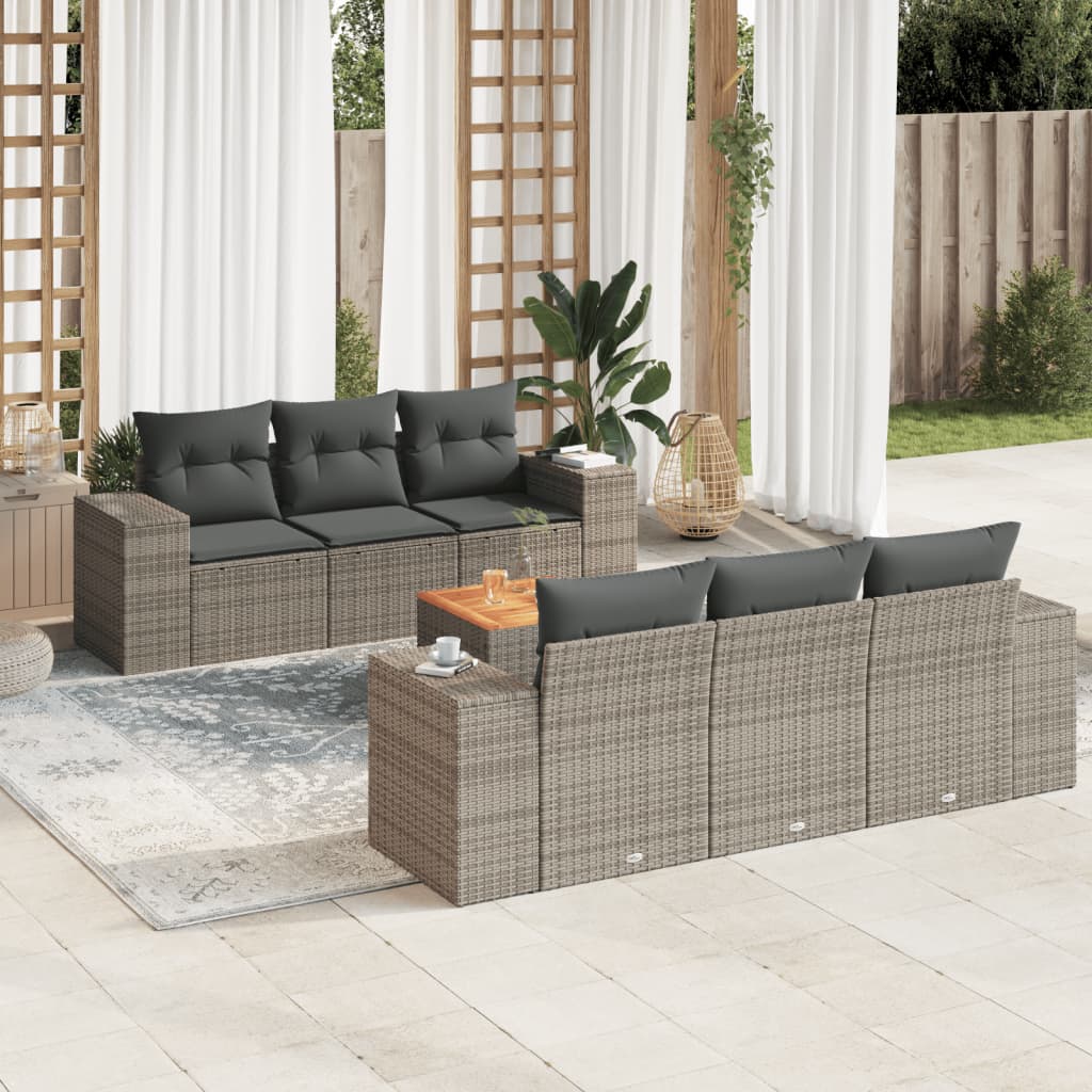 Set Canapele De Grădină, 7 Piese, Cu Perne, , Poliratan