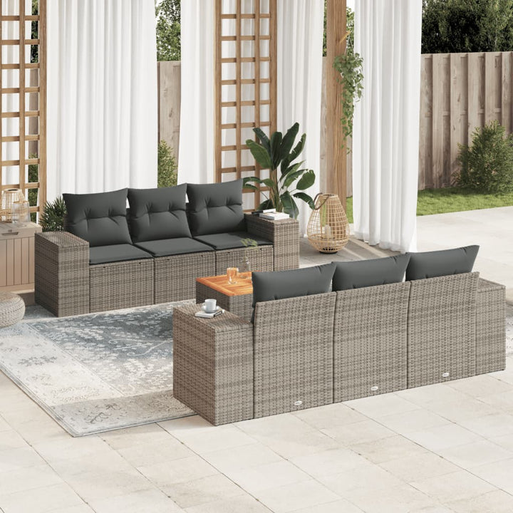Set Canapele De Grădină, 7 Piese, Cu Perne, , Poliratan