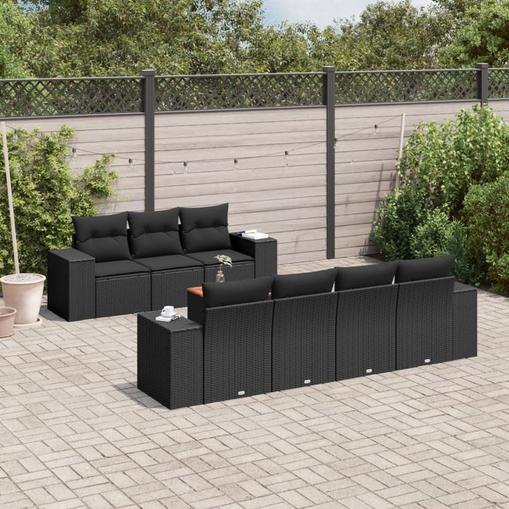 Set Canapele De Grădină Cu Perne, 8 Piese, , Poliratan