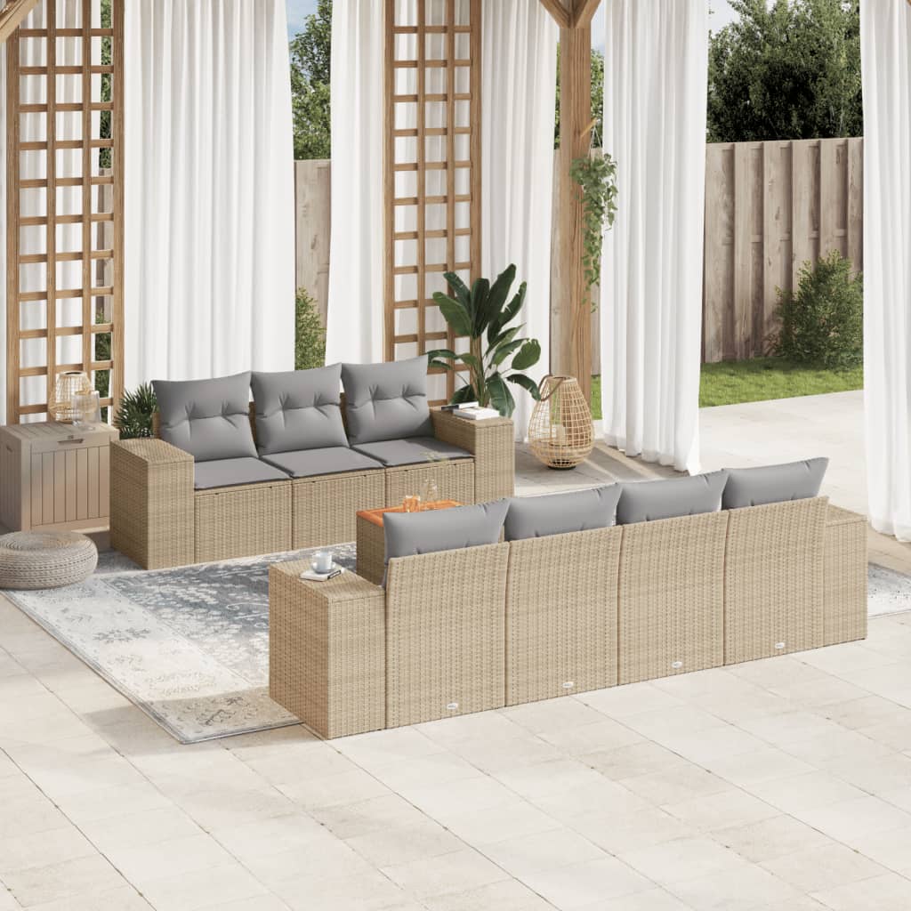 Set Canapele De Grădină Cu Perne, 8 Piese, , Poliratan